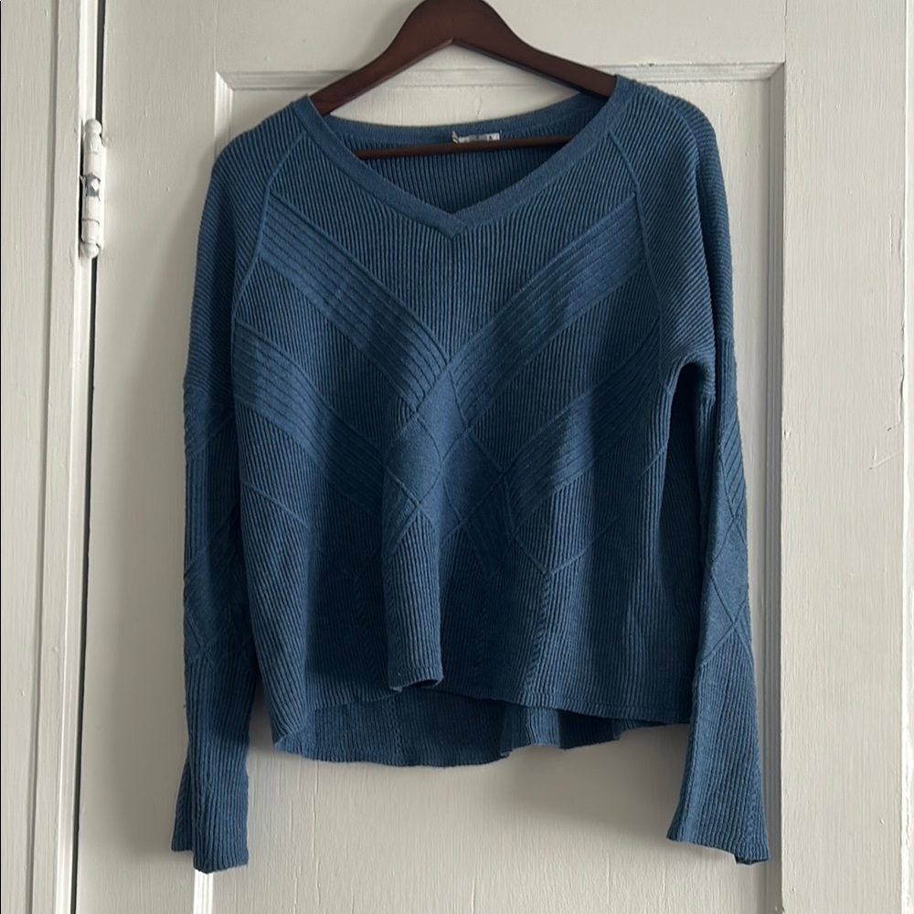 Smartwool Blue V-Neck Sweater Cozy Knit